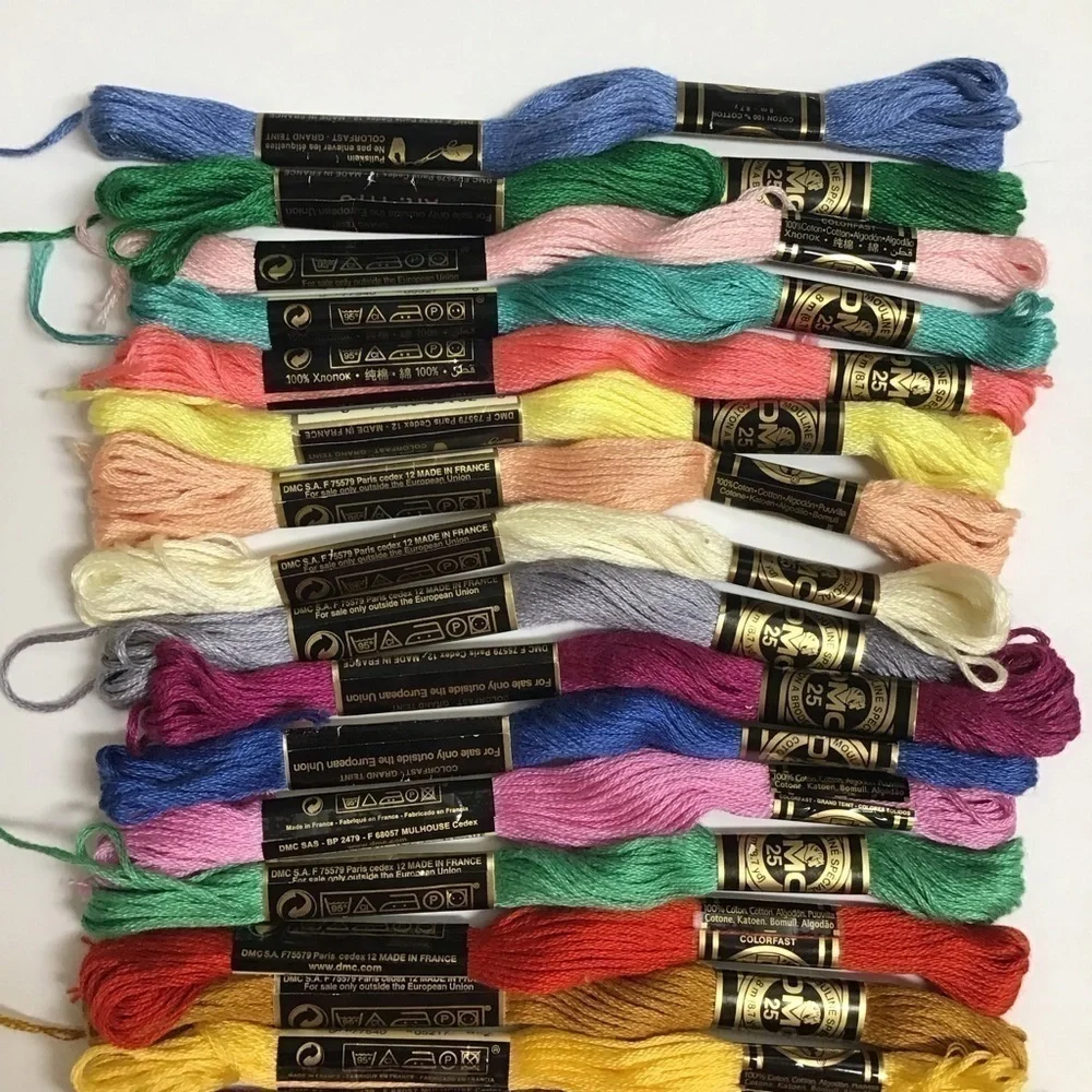 Paris France DMC Embroidery Floss 25 MIXED LOT 6-Ply 100% Cotton Pull Skeins